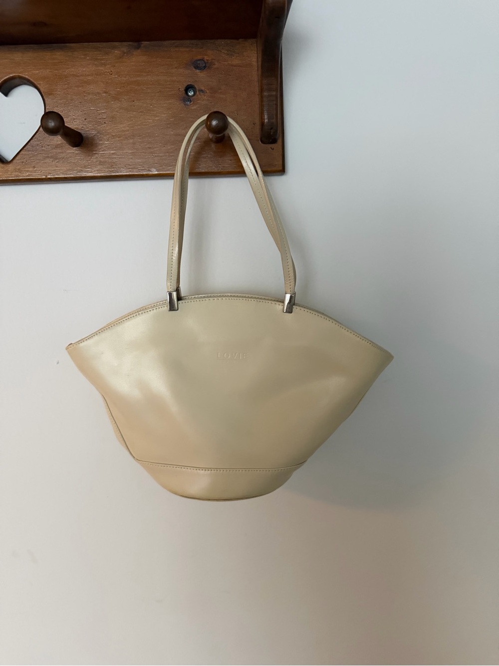 Loewe Cream Sculpted Leather Shoulder Bag